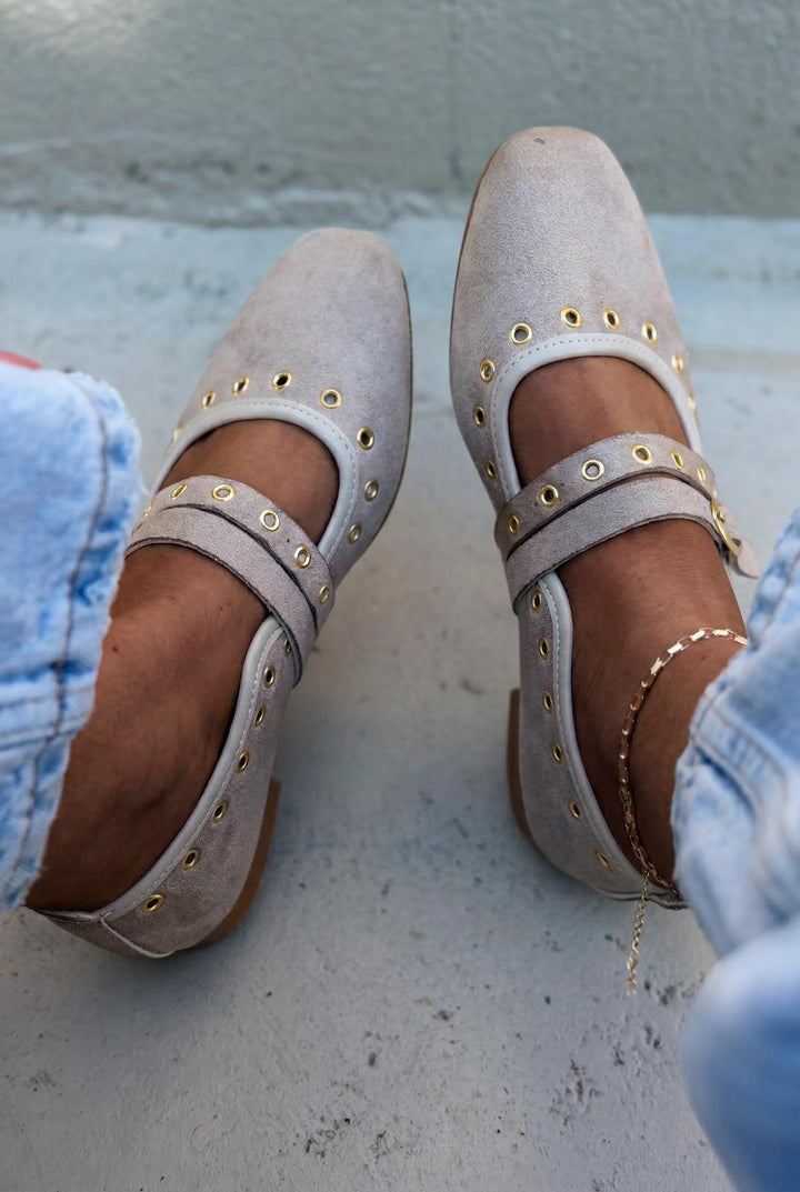 Elia Kadın Babet Bej Süet - ILOVESHOES
