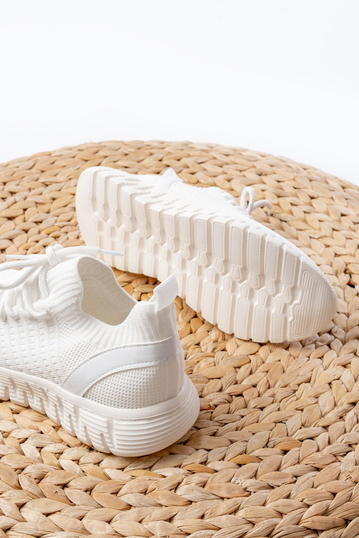 Orlian Beyaz Bağcıklı Faylon Taban Kadın Spor Ayakkabı - ILOVESHOES