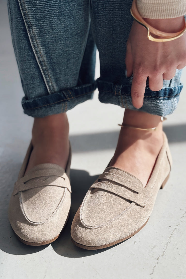 Lemor Hakiki Süet Kadın Loafer Bej