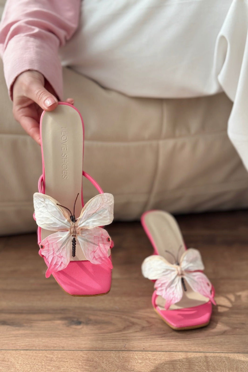 Haxsed Topuklu Kadın Terlik Mat Fuşya - ILOVESHOES