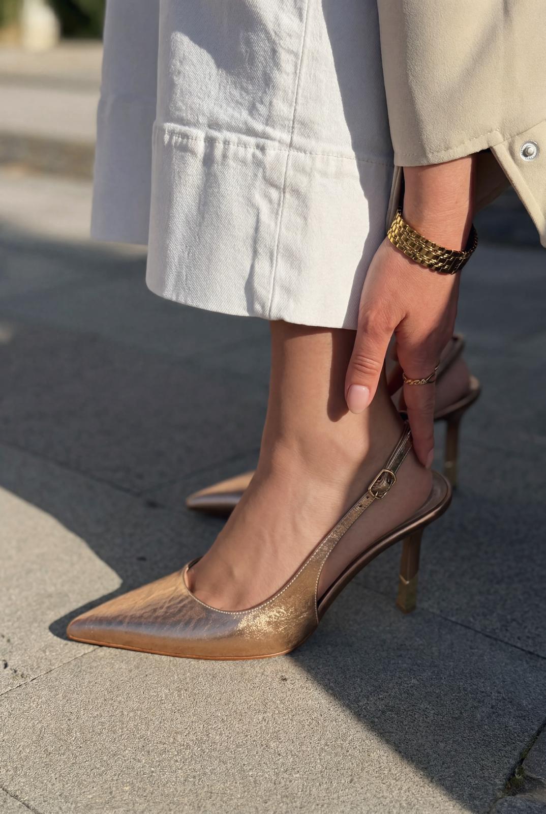 Soriel Stiletto Bronz Parlak Deri - ILOVESHOES