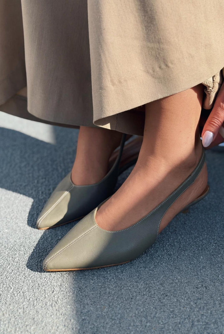 Selor Hakiki Deri Haki Mat Deri Kadın Stiletto - ILOVESHOES