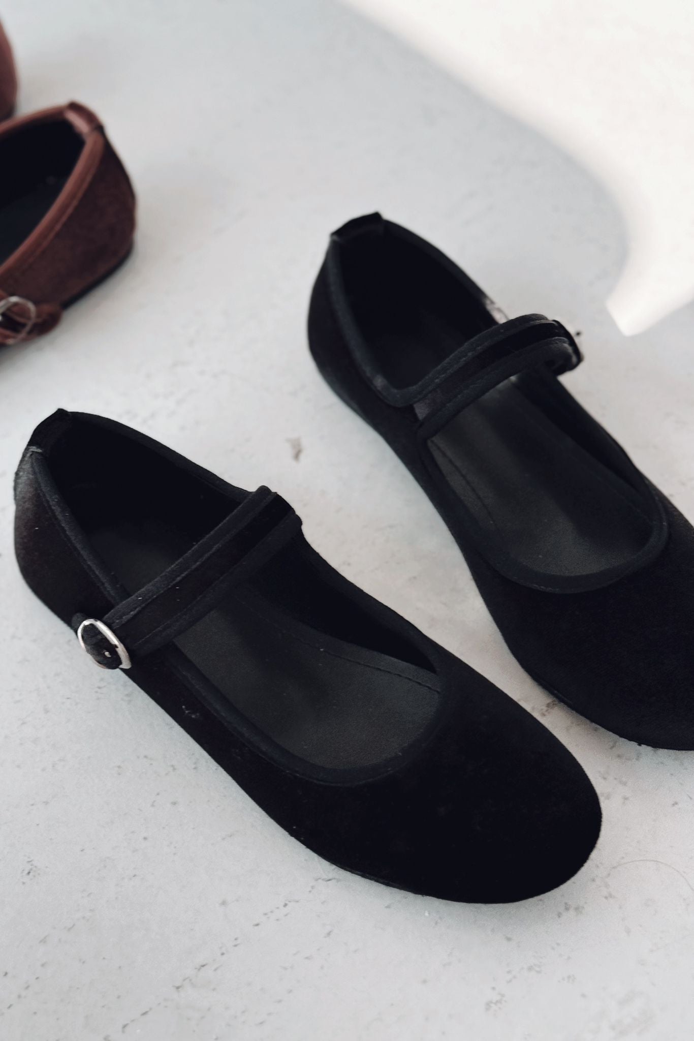 Vosinta Kadife Mary Jane Babet Siyah - ILOVESHOES