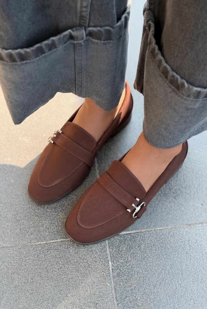 Torlax Kadın Loafer Acıkahve Saten - ILOVESHOES