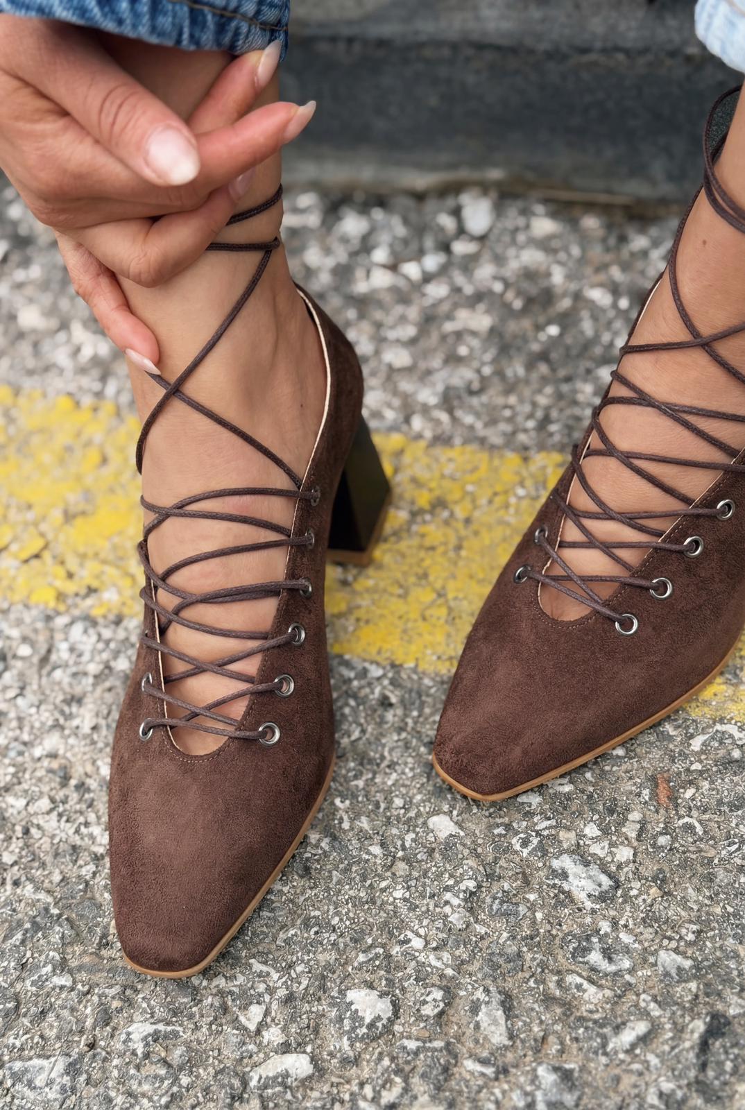 Temora Topuklu Ayakkabı Acıkahve Süet - ILOVESHOES