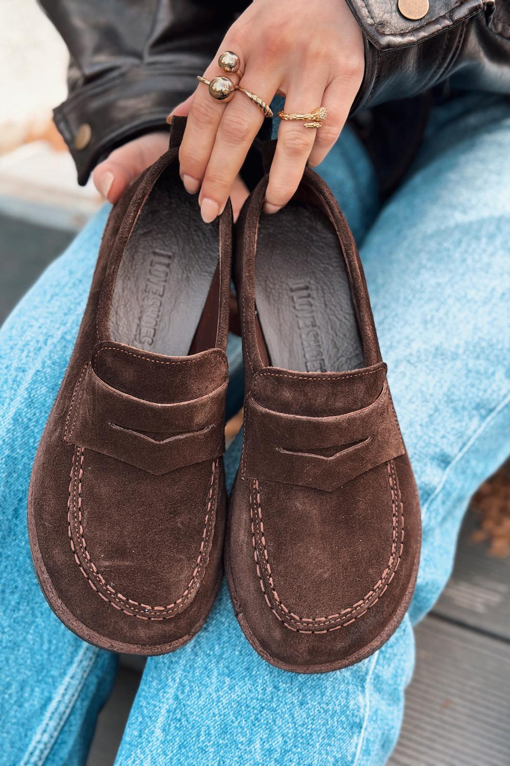 Marion Kadın Loafer Acıkahve Hakiki Süet - ILOVESHOES