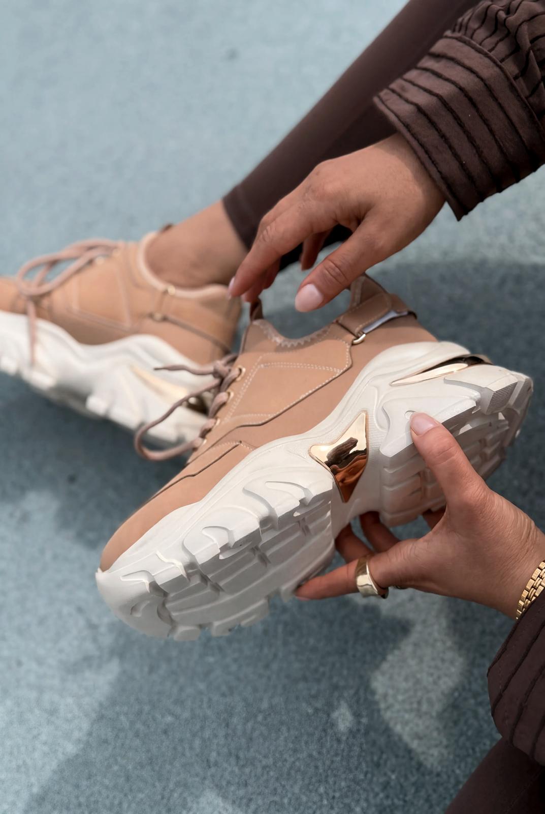 Delorin kadın Spor Ayakkabı Bej - ILOVESHOES