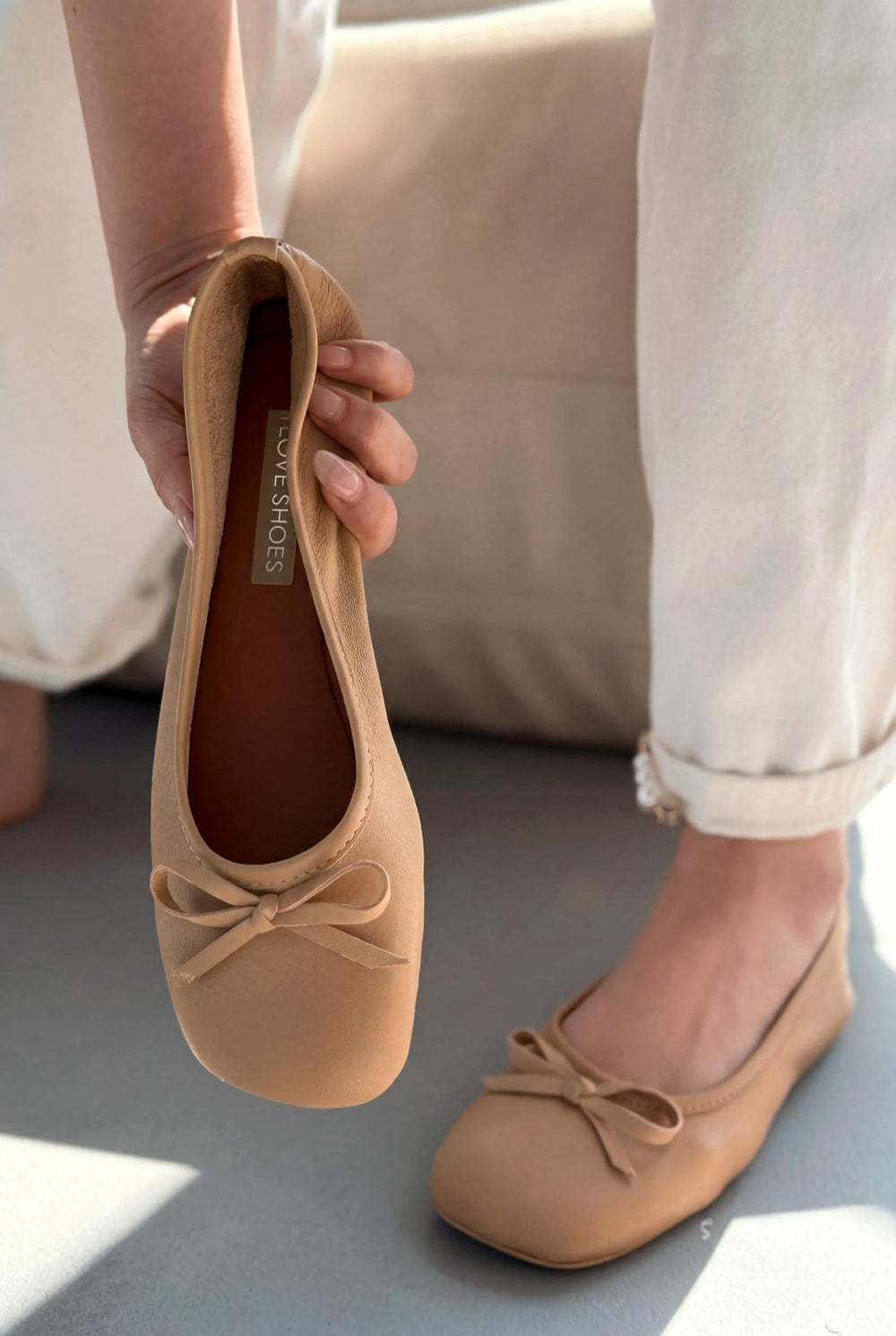 Telion Nude Hakiki Deri Kadın Babet - ILOVESHOES