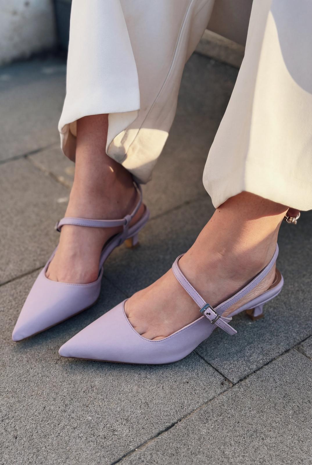 Torev Lila Mat Deri Kadın Stiletto - ILOVESHOES