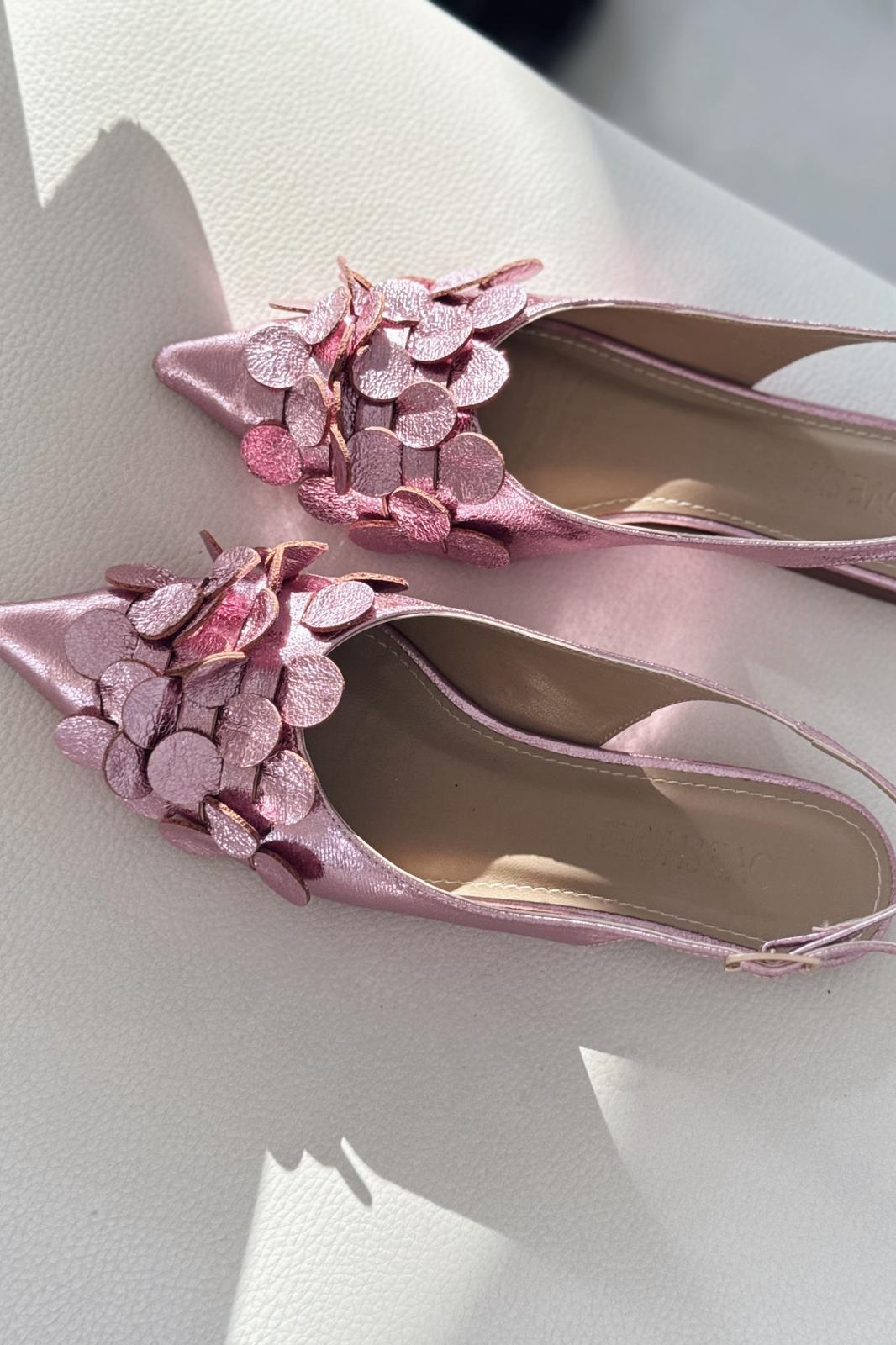 Monira Parlak Deri Fuşya Aplike Detaylı Babet - ILOVESHOES