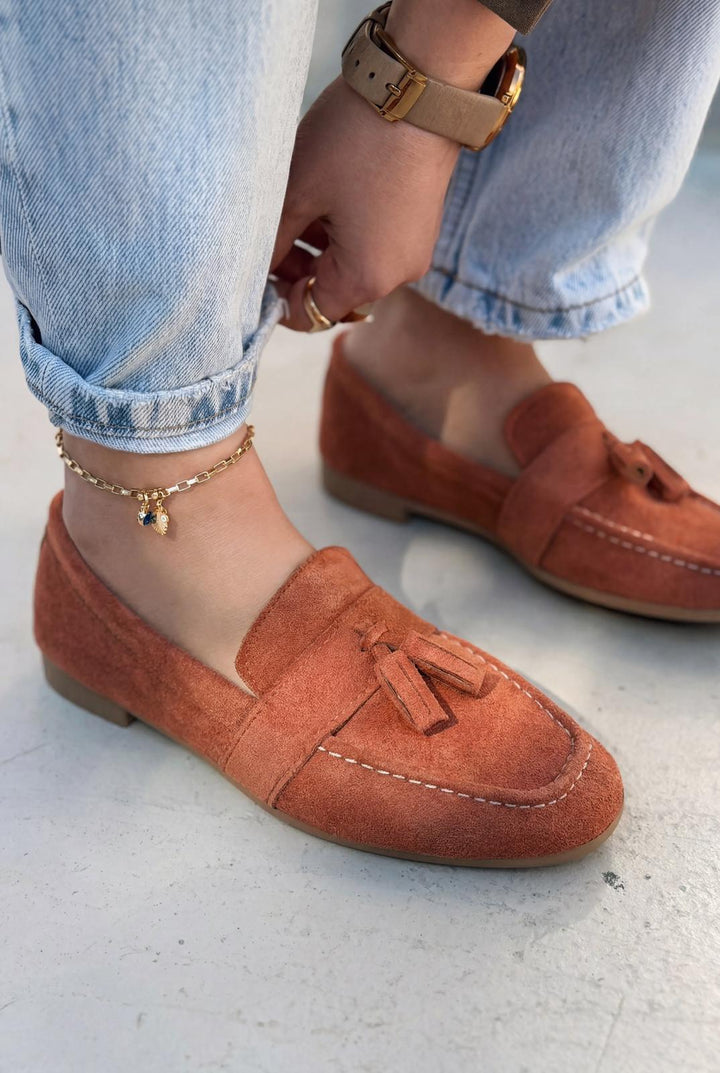 Olena Kadın Loafer Kiremit Süet - ILOVESHOES