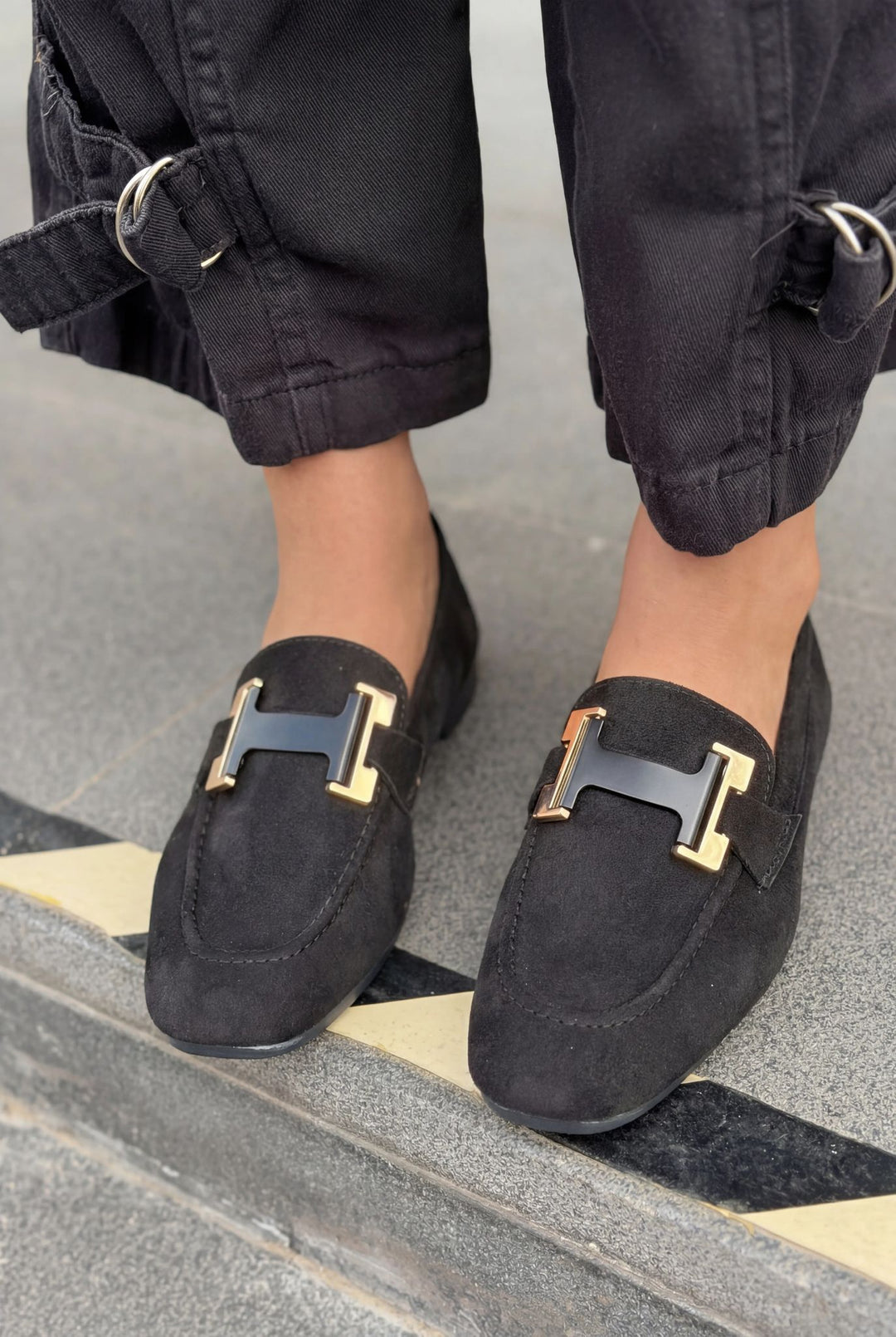 Elara Kadın Loafer Siyah Süet - ILOVESHOES