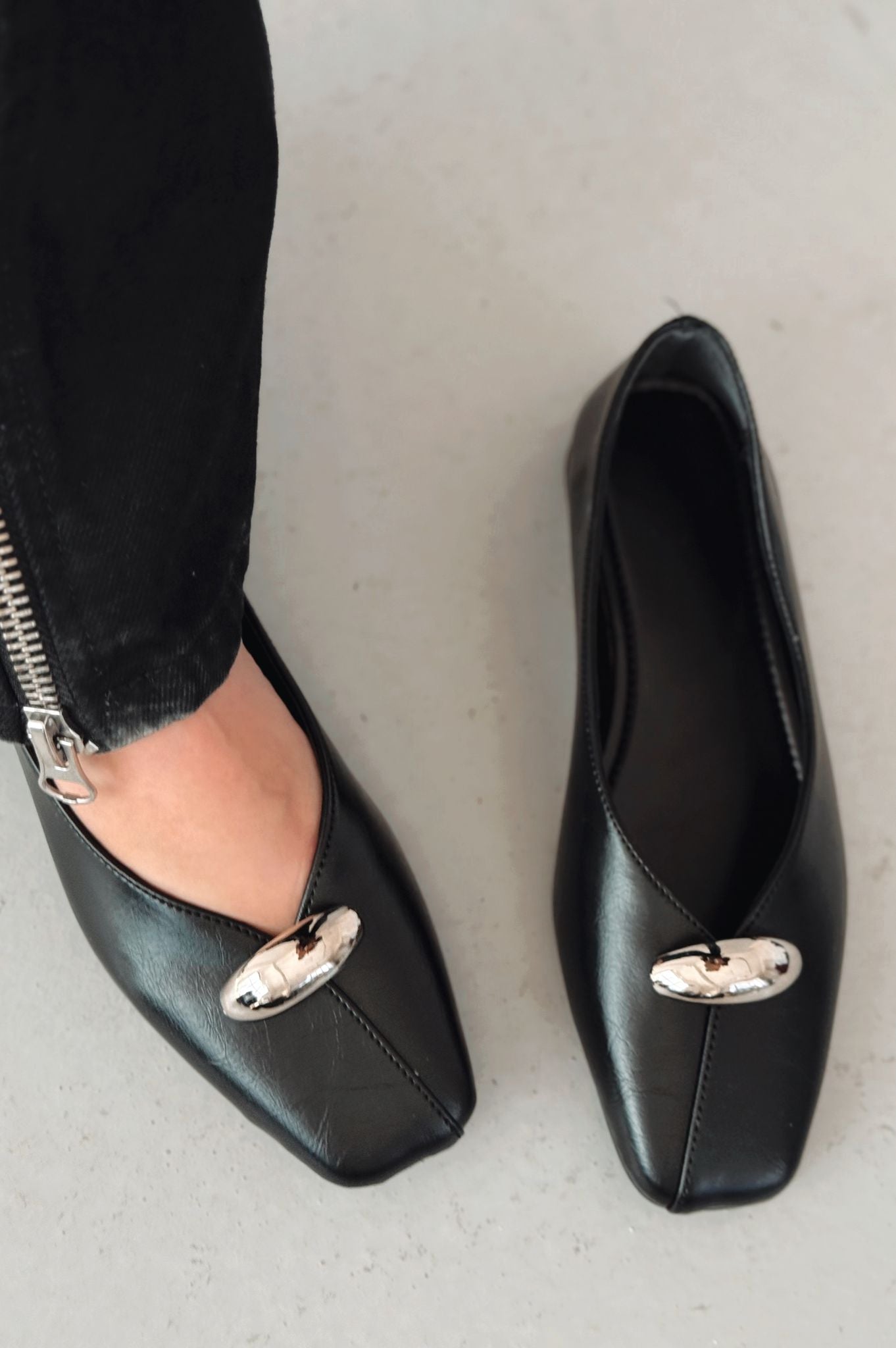 Tormel Kadın Babet Siyah Mat Deri - ILOVESHOES