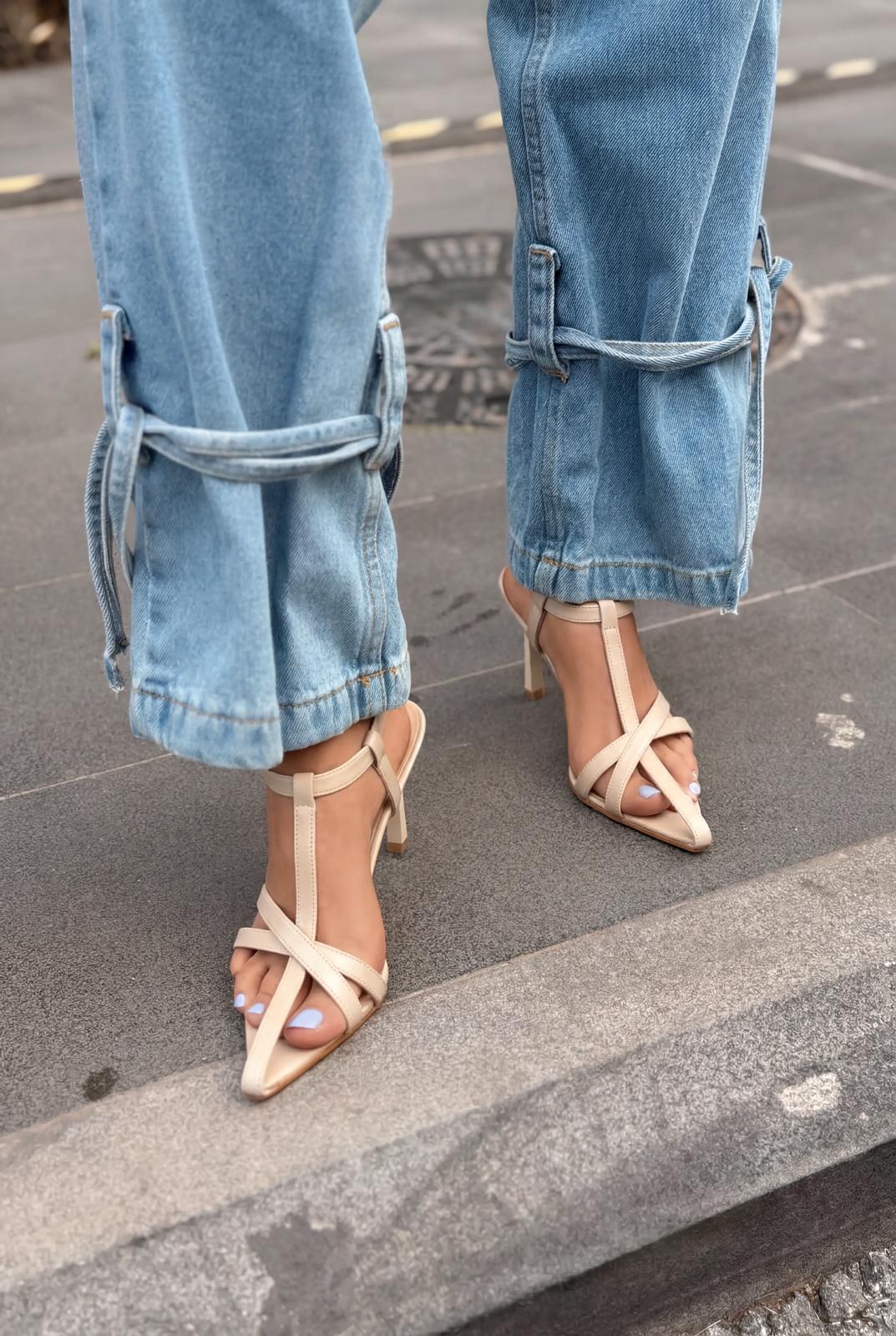 Morlen Nude Patent Leather Heeled Sandals