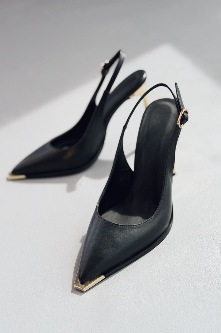 Noris Stiletto Siyah Mat Deri - ILOVESHOES