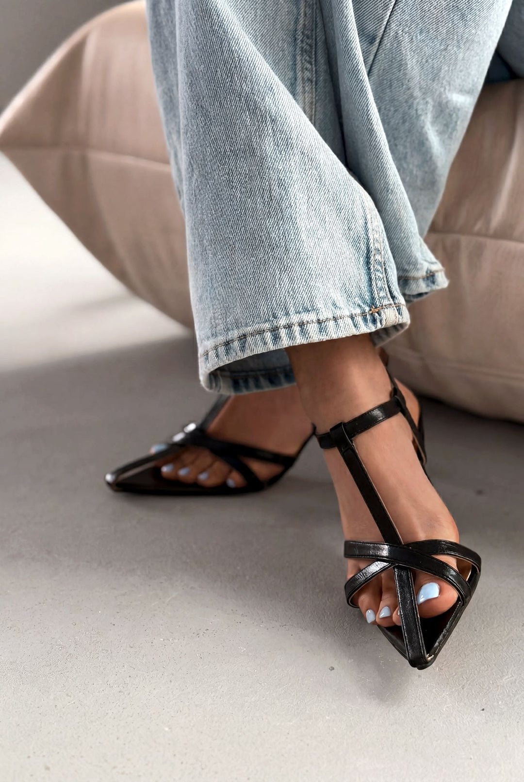 Morlen Siyah Rugan Kadın Topuklu Sandalet - ILOVESHOES