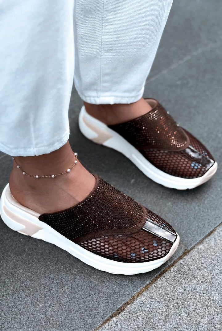 Selrin Kadın Spor Terlik Acıkahve - ILOVESHOES