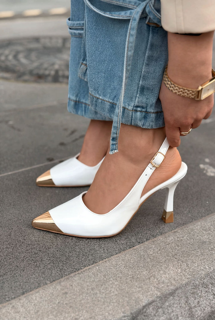 Sarnok Stiletto Beyaz Rugan - ILOVESHOES