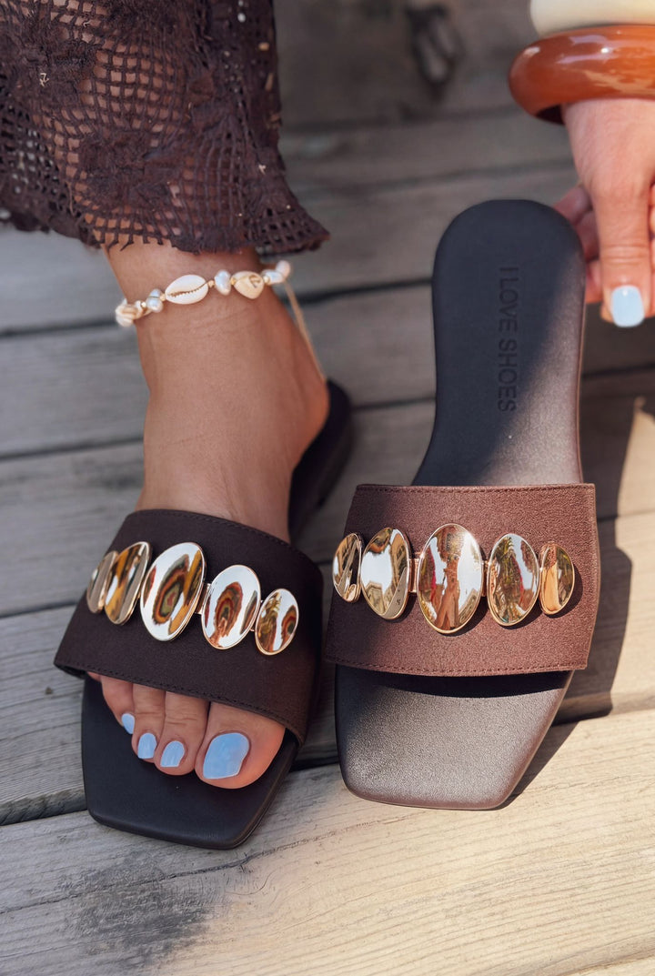 Zenvia Acı Kahve Saten Kadın Terlik - ILOVESHOES