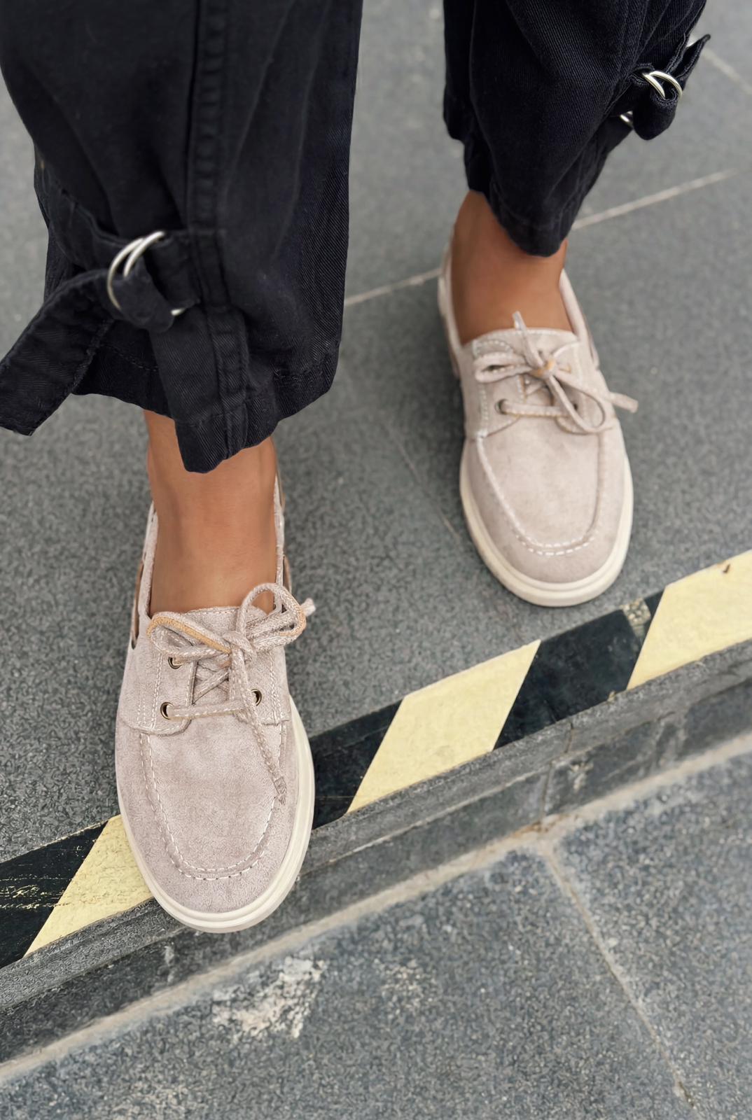 Morin Kadın Oxford Ayakkabı Vizon Süet - ILOVESHOES