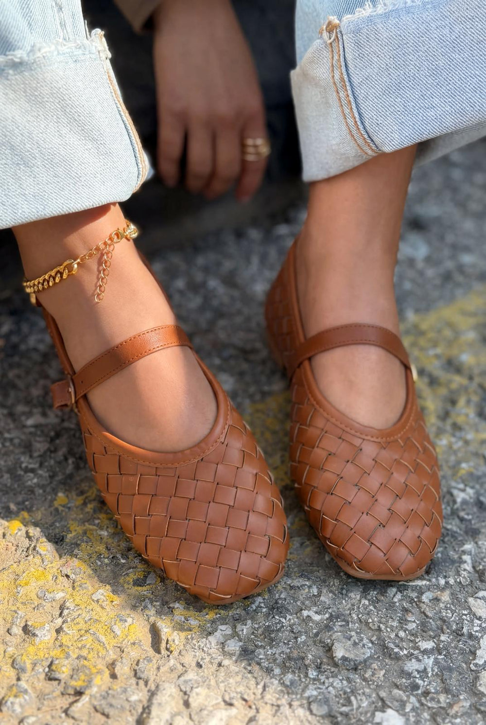 Roselle Kadın Babet Taba Parlak Deri - ILOVESHOES