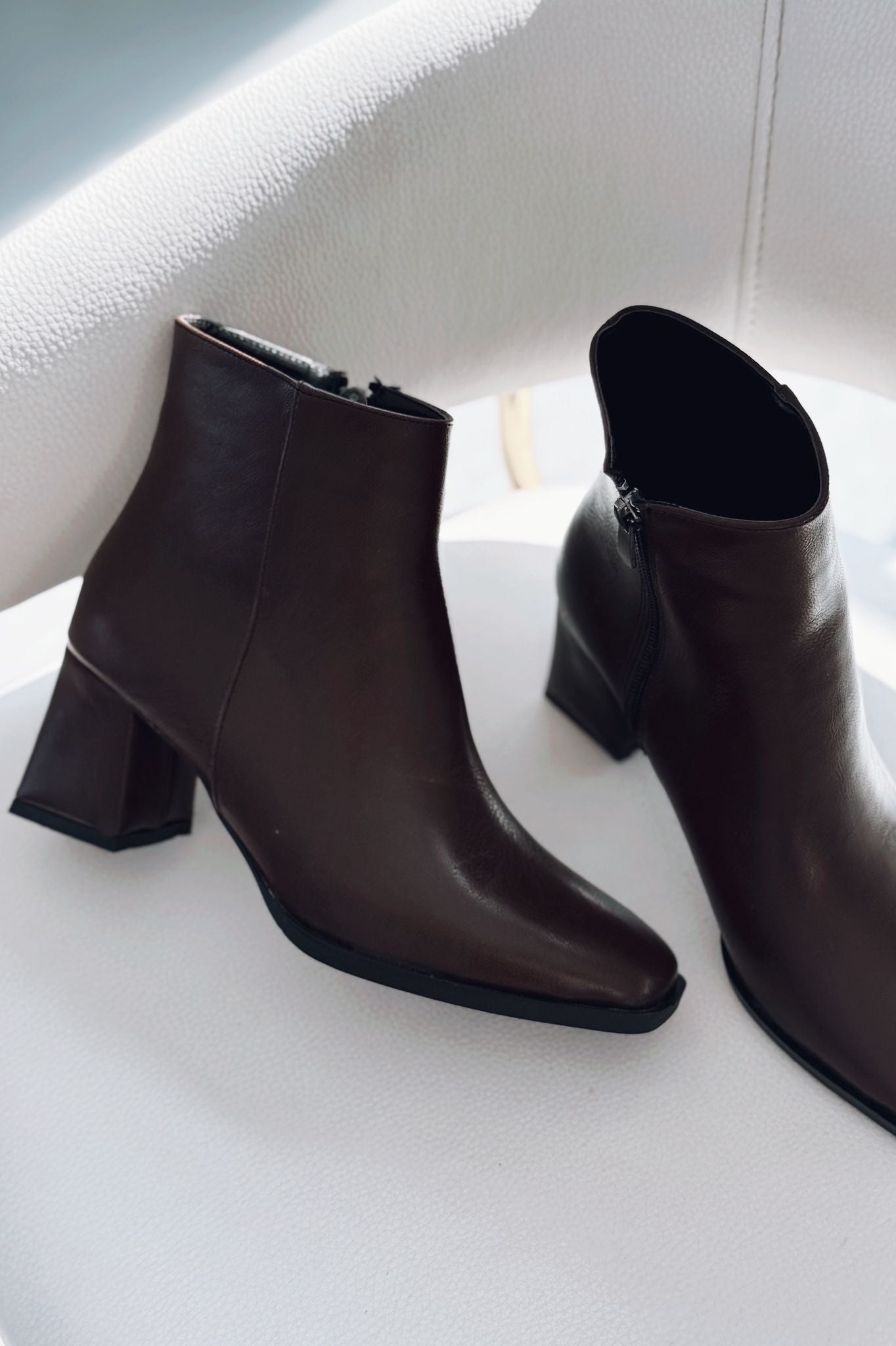 Prilon Kadın Topuklu Bot Acıkahve Mat Deri - ILOVESHOES