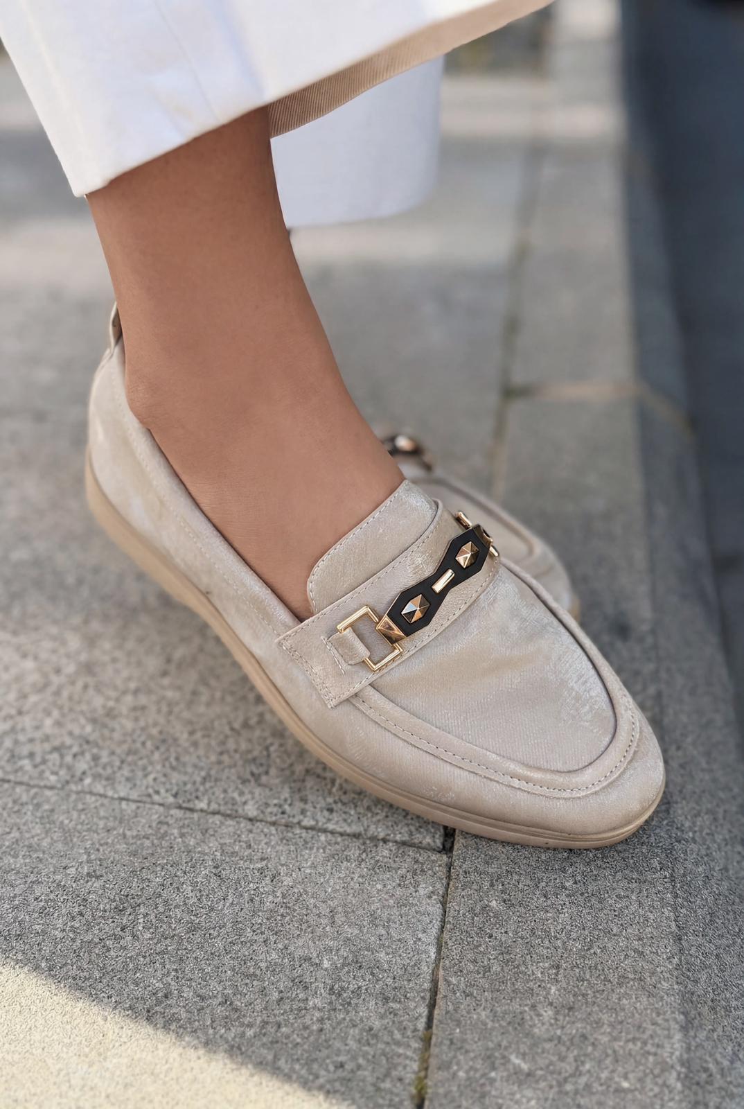 Torel Kadın Loafer Bej Saten - ILOVESHOES