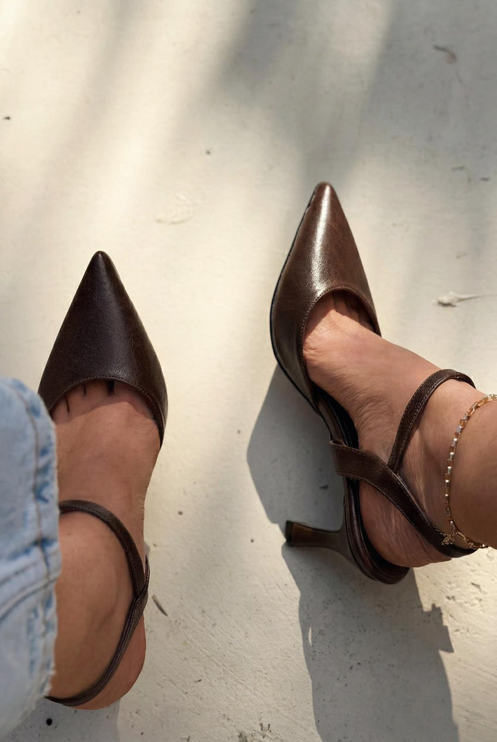 Beloria Stiletto Acıkahve Mat Deri - ILOVESHOES