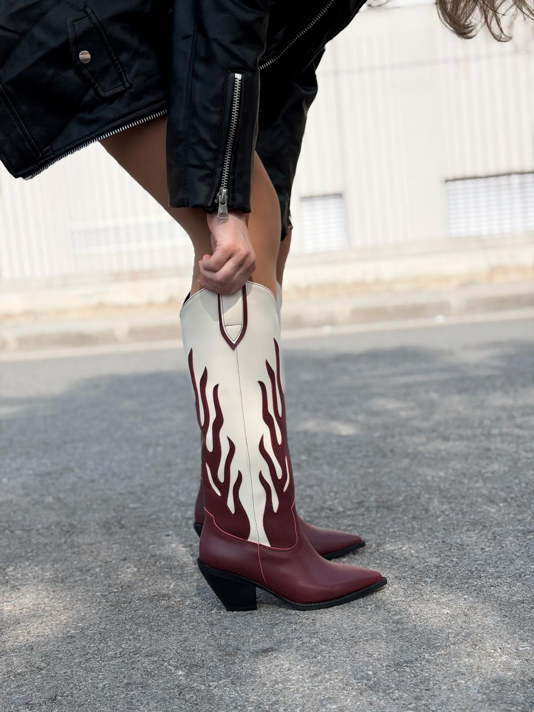 Uldra Kadın Kovboy Çizme Bordo Mat Deri - ILOVESHOES