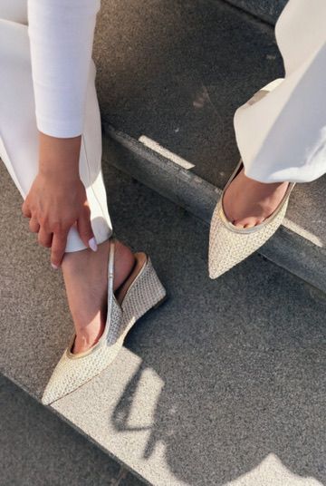 Solthera Gold Hasır Örgü Kadın Stiletto - ILOVESHOES