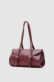 Laretta Vintage Baget Çanta Bordo Mat Deri