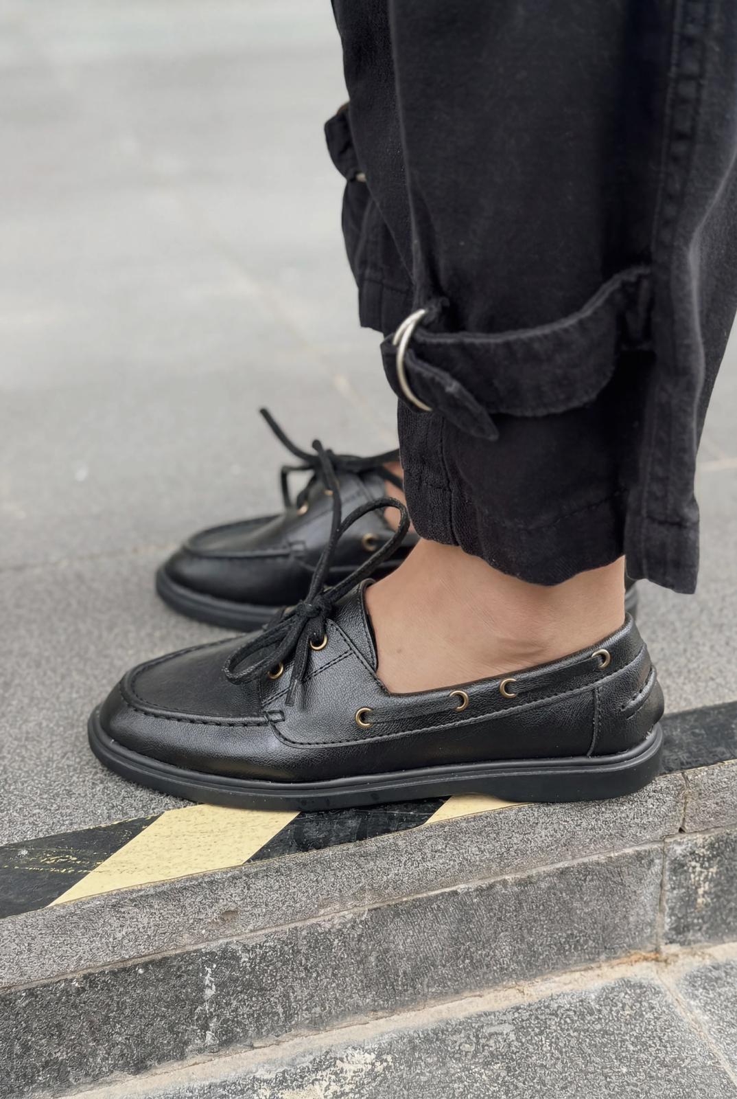 Morin Kadın Oxford Ayakkabı Siyah Mat Deri - ILOVESHOES