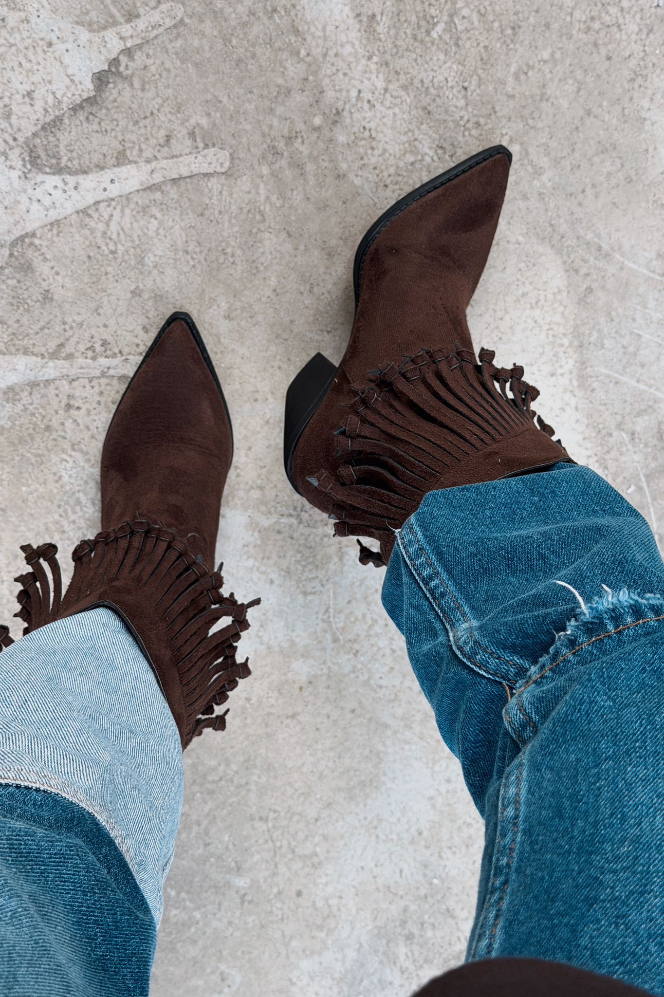 Iserne Kadın Kovboy Bot Acıkahve Süet Püsküllü - ILOVESHOES