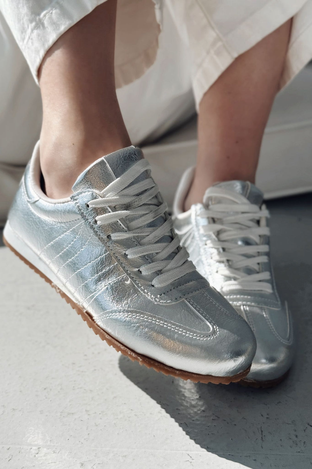 Risel Rugan Gümüş Kadın Spor Ayakkabı - ILOVESHOES