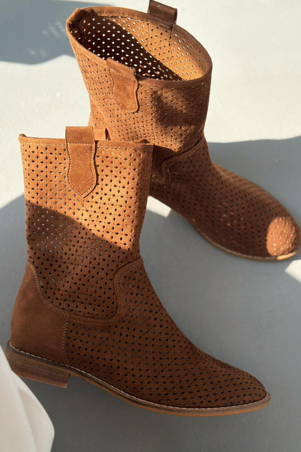 Meror Taba Süet Kadın Delikli Yazlık Bot - ILOVESHOES