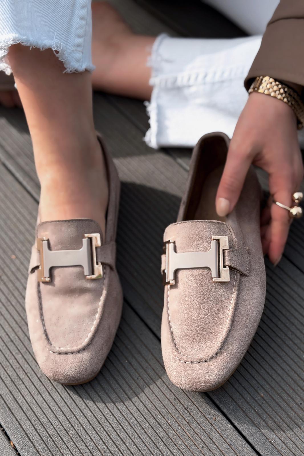 Elara Kadın Loafer Vizon Süet - ILOVESHOES