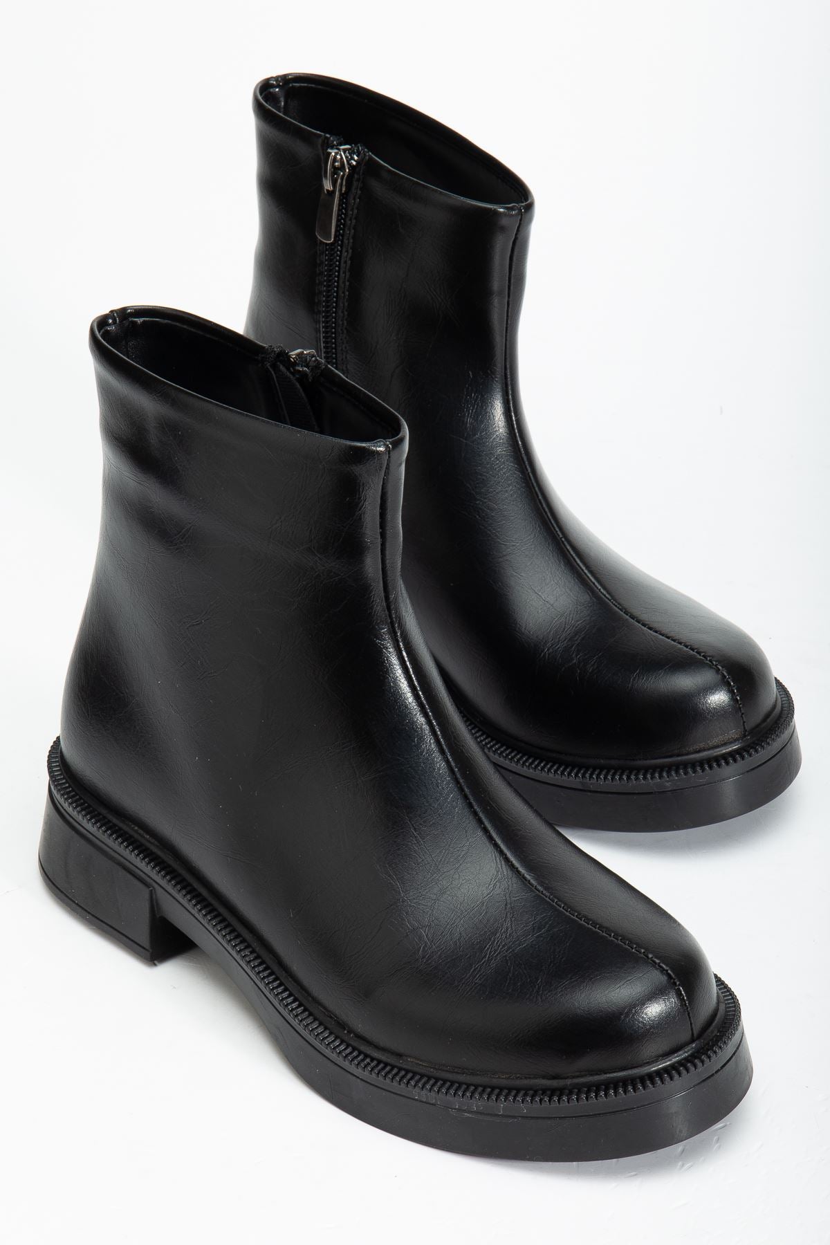 Myrelis Kadın Düz Bot Siyah Rugan - ILOVESHOES