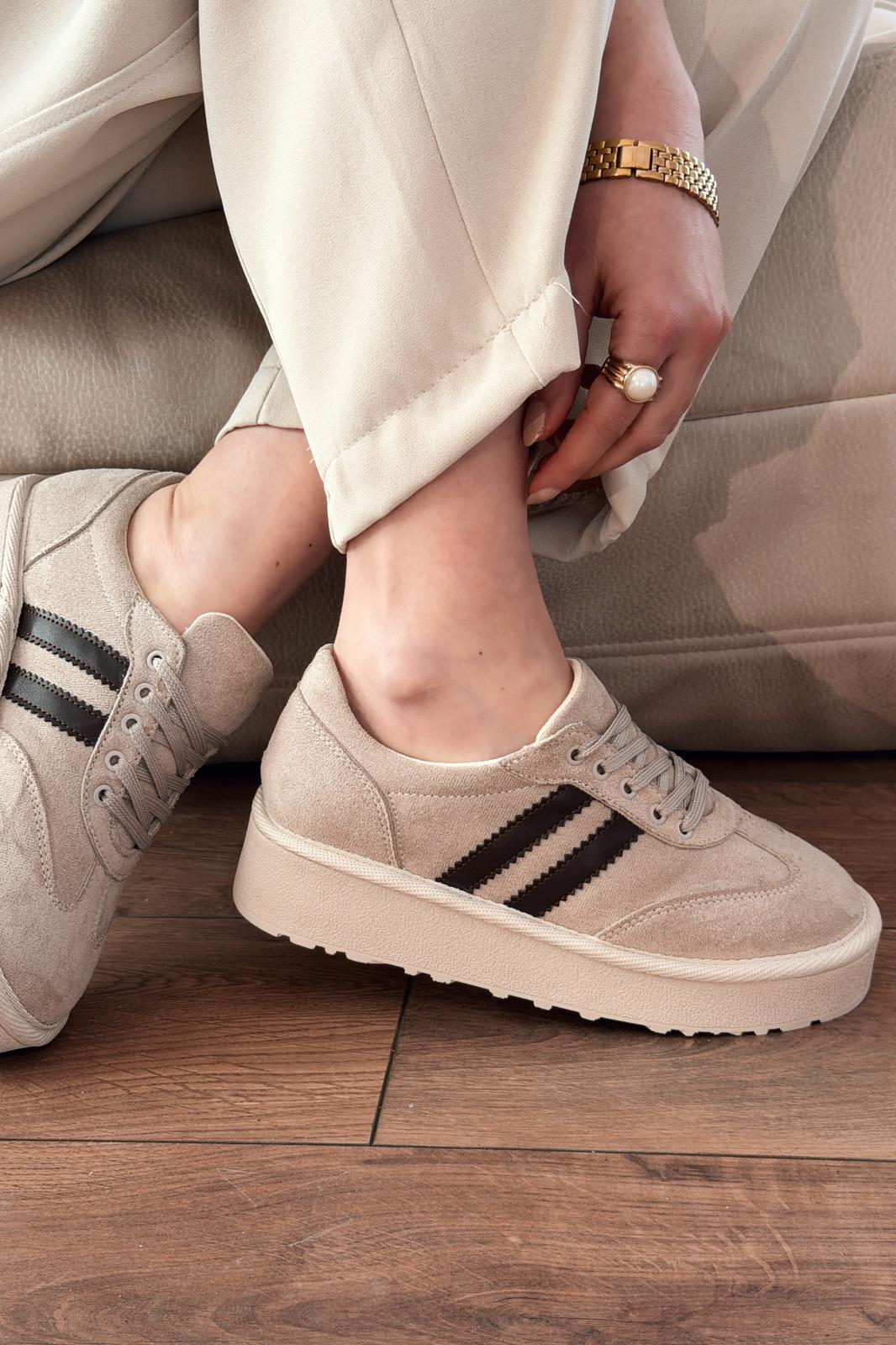 Vireo Kadın Spor Ayakkabı Bej Süet - ILOVESHOES