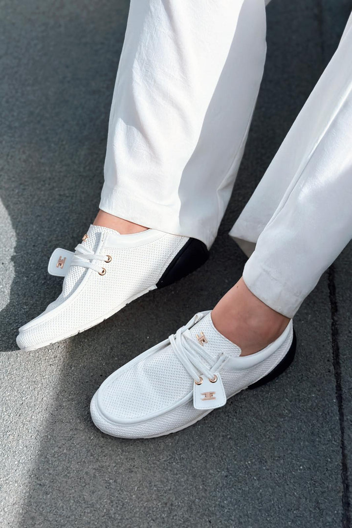 Vionelle Beyaz Mat Deri Kadın Spor Ayakkabı - ILOVESHOES