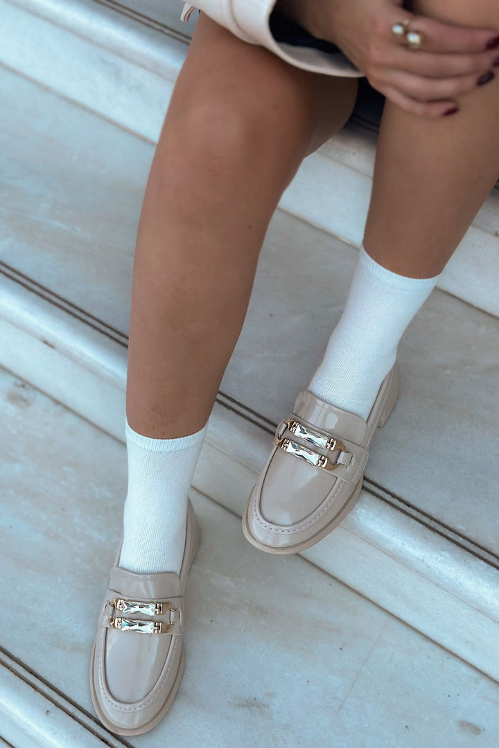 Sabella Rugan Taş Detaylı Bej Kadın Laofer