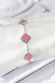 ILS - 1024 Kadın Bileklik Gümüş Çelik Pembe Yoncalı - ILOVESHOES