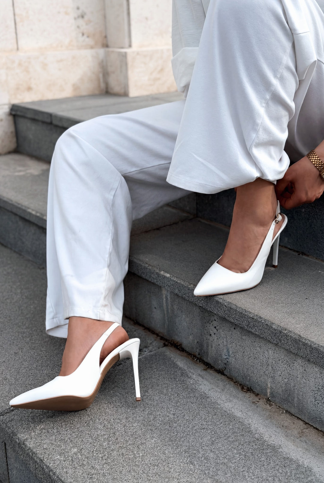 Lure Beyaz Mat Deri Kadın Stiletto