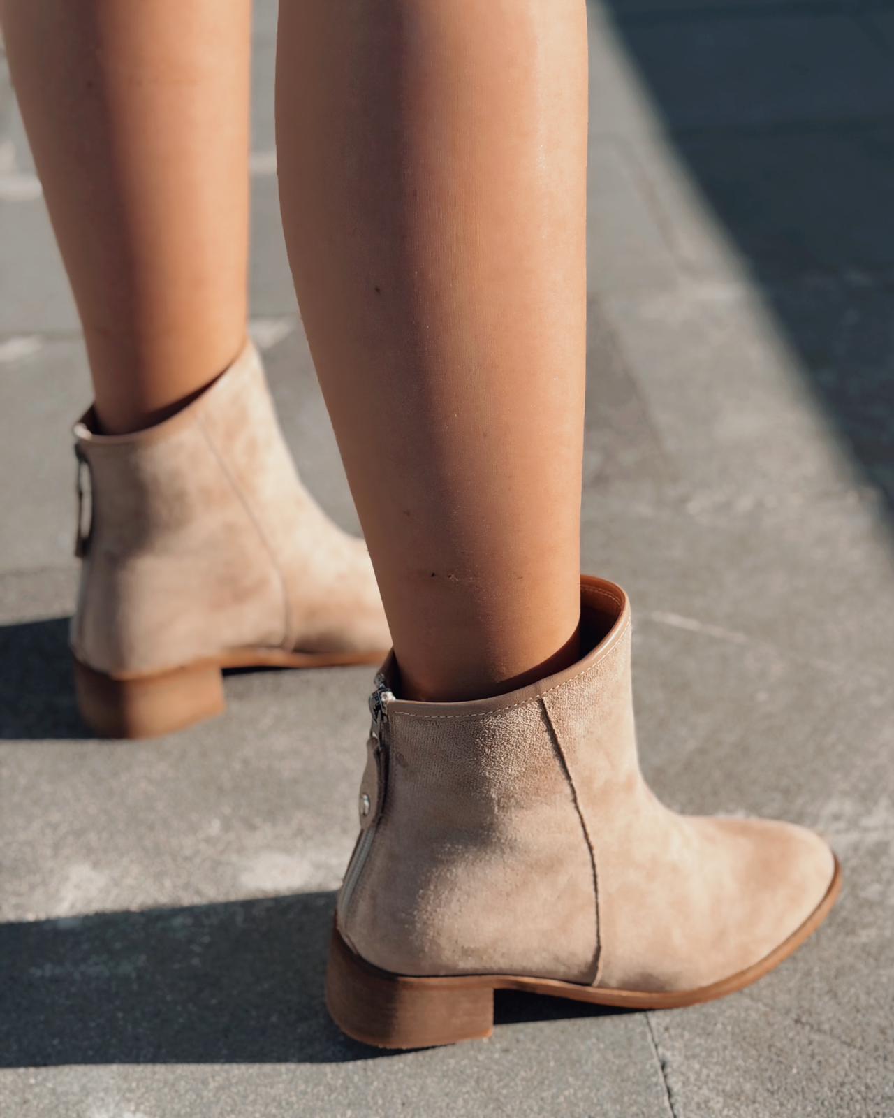 Olvara Kadın Topuklu Bot Bej Süet - ILOVESHOES