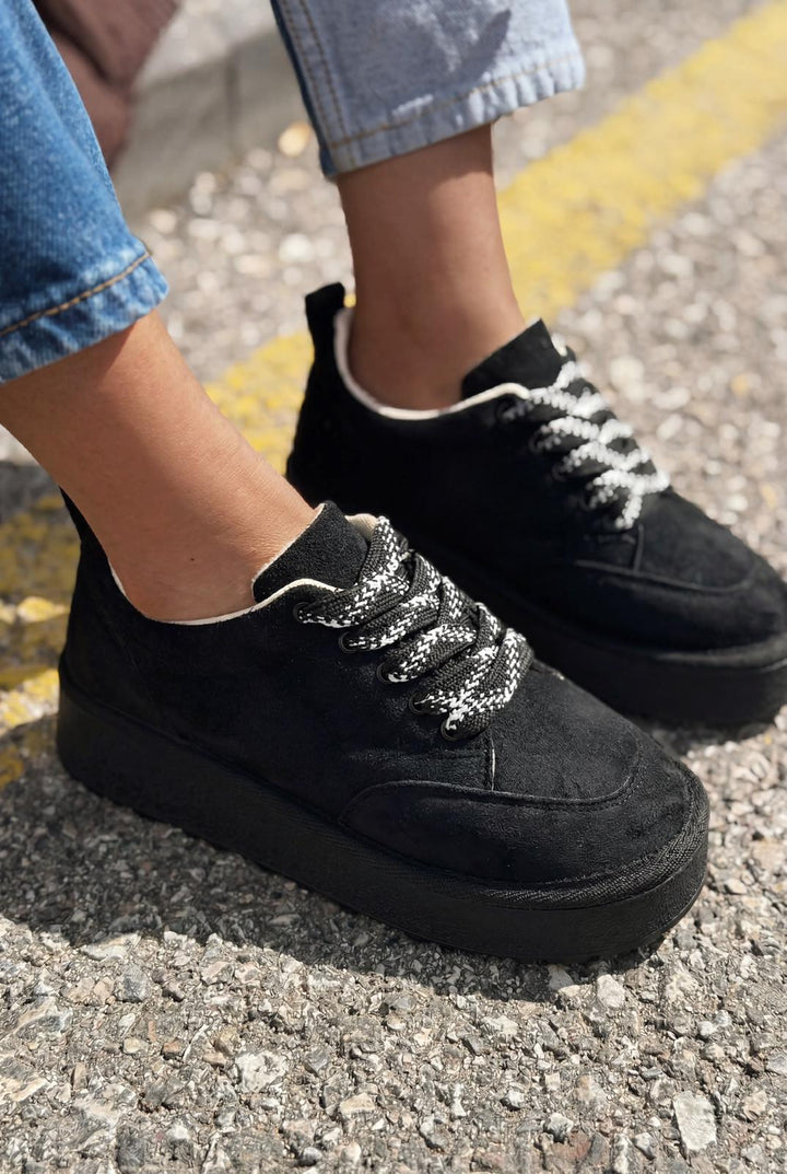 Ruvo Kadın Spor Ayakkabı Siyah Süet - ILOVESHOES