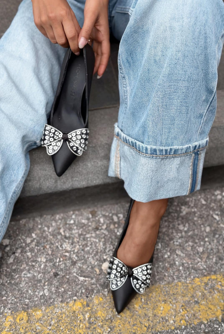 Sorexa Siyah Mat Deri Kadın Stiletto - ILOVESHOES