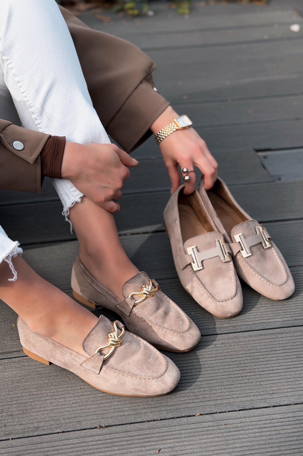 Elara Kadın Loafer Vizon Süet - ILOVESHOES