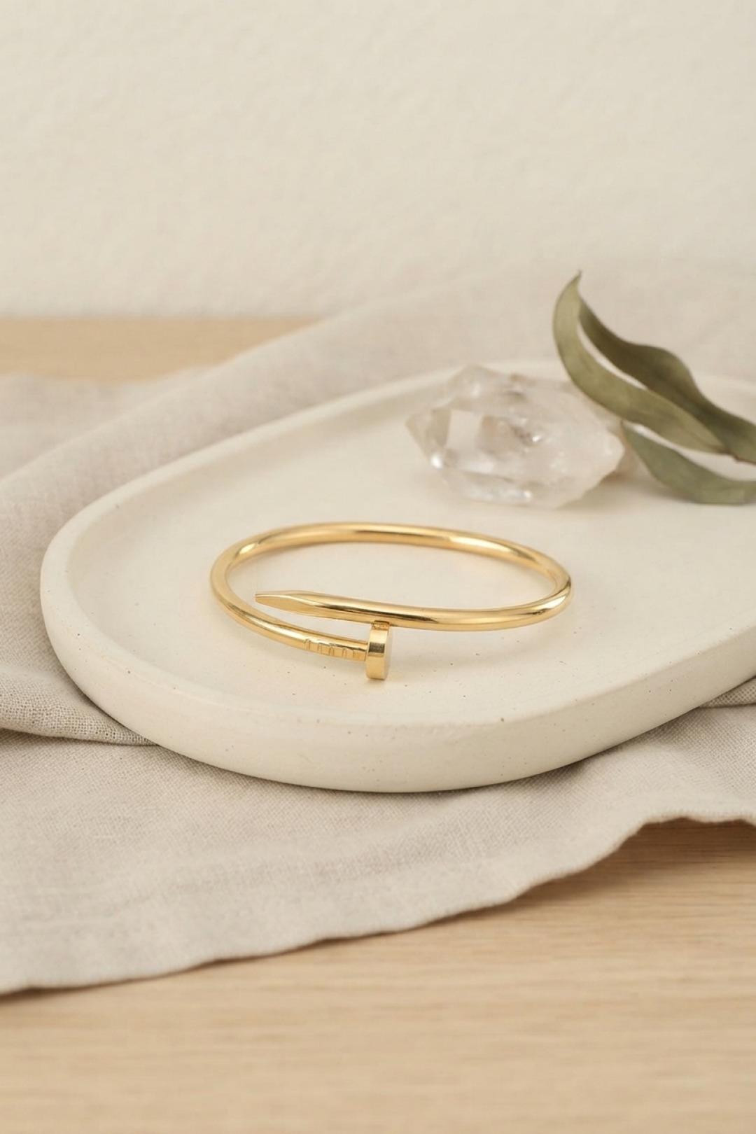 ILS-1207-316L Çelik Gold Renk Çivi Model Bileklik