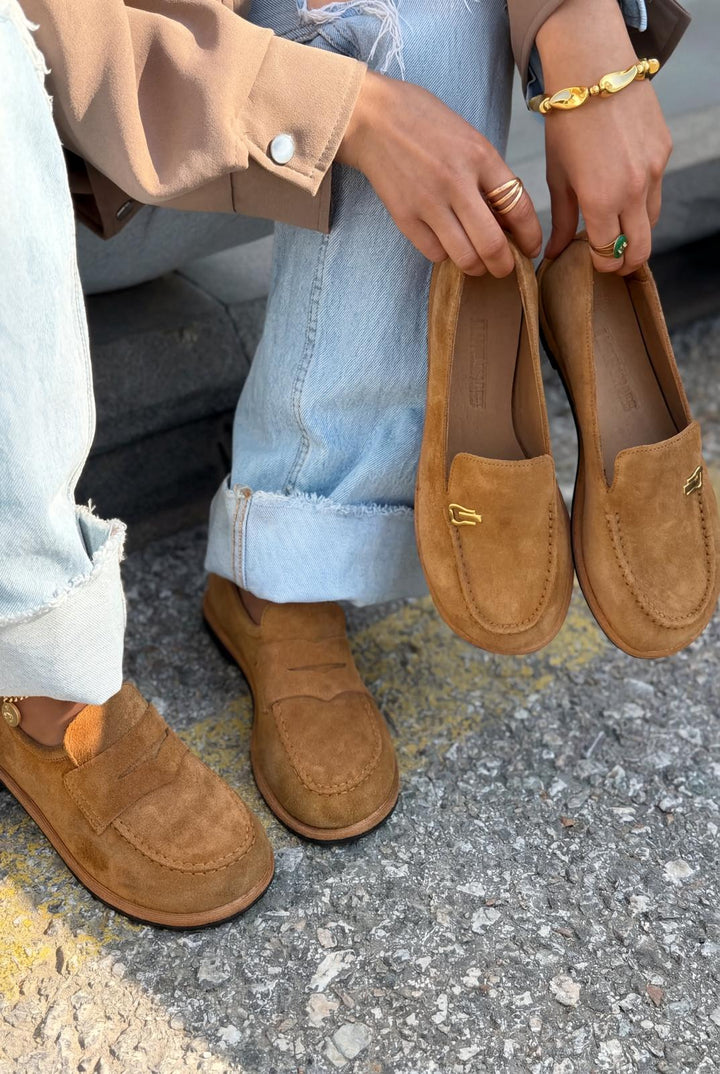 Marion Hakiki Süet Kadın Loafer Taba - ILOVESHOES