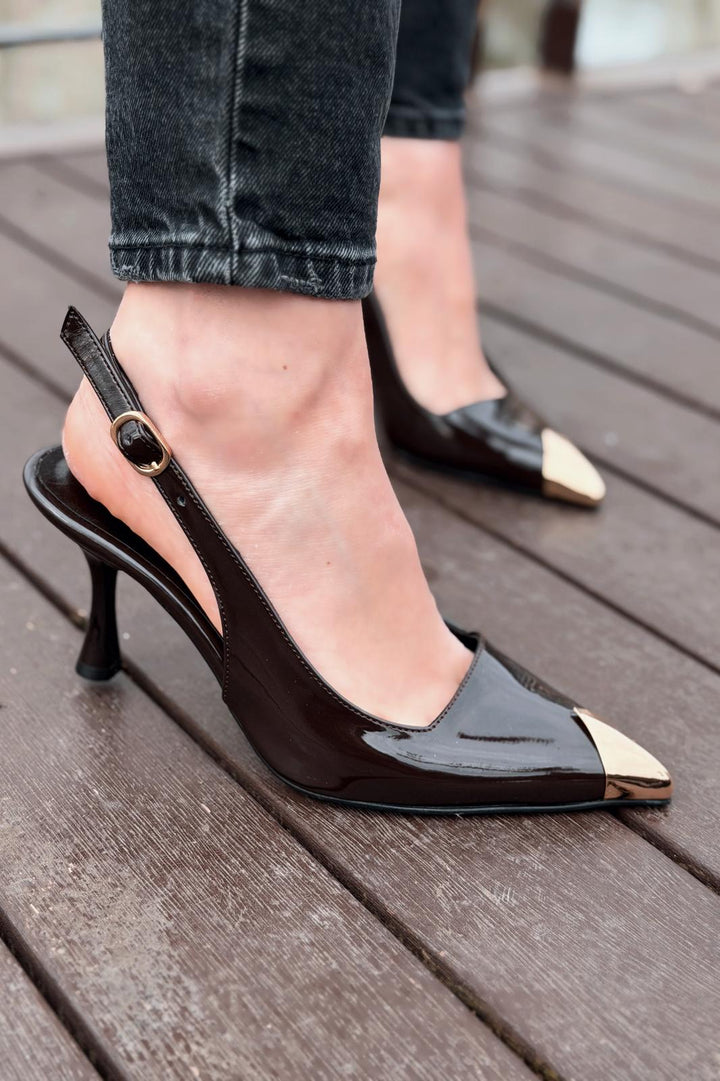 Caligo Stiletto Acıkahve Rugan - ILOVESHOES