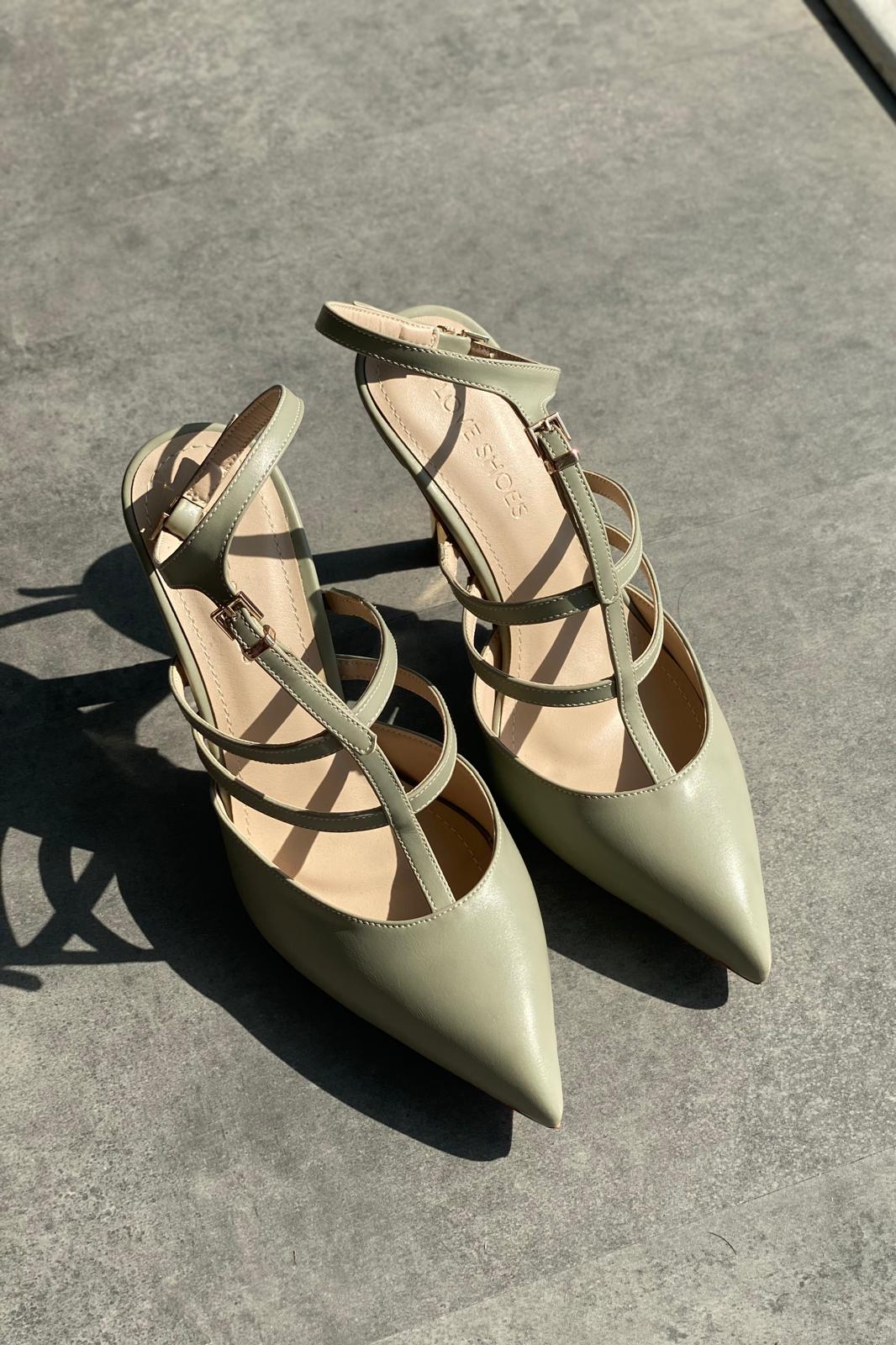 Lexon Mat Deri Su Yeşili Stiletto - ILOVESHOES